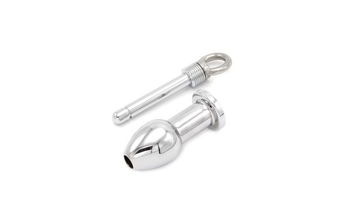 Open Stainless Steel Anal Plug Small with Screw Pin - 8.7 cm
