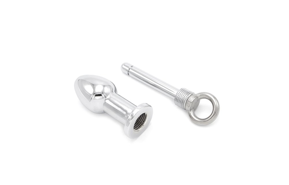 Open Stainless Steel Anal Plug Small with Screw Pin - 8.7 cm