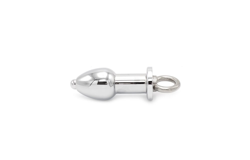 Open Stainless Steel Anal Plug Small with Screw Pin - 8.7 cm
