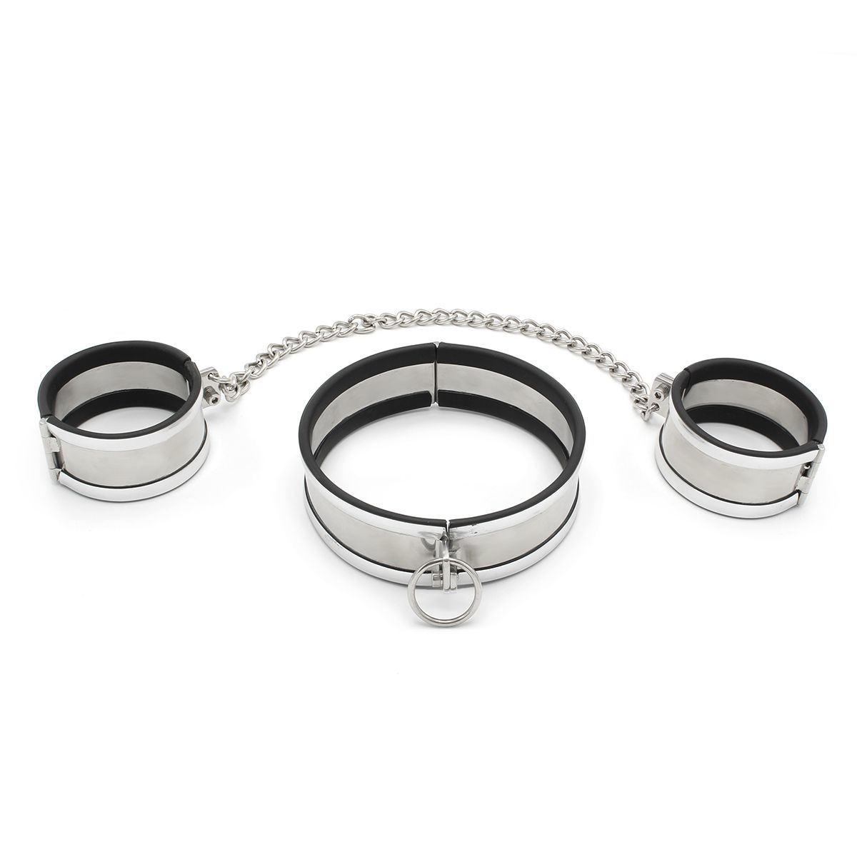 Stainless Steel Collar & Cuff Set | Handcuffs Size L & M