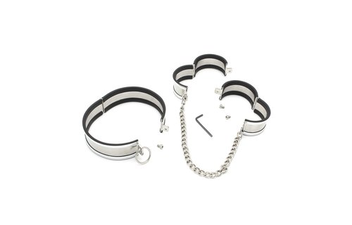 Stainless Steel Collar & Cuff Set | Handcuffs Size L & M