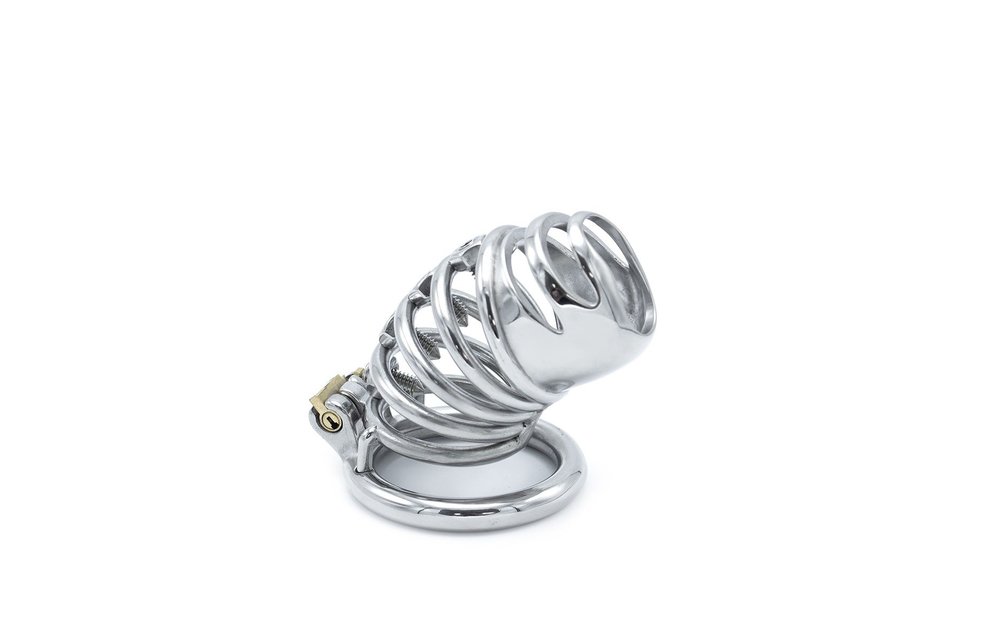 Modernes Keuschheitsgerät aus Edelstahl mit Spikes