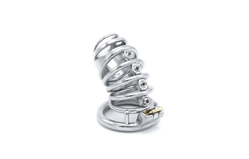 Modern Stainless Steel Chastity Device with Spikes