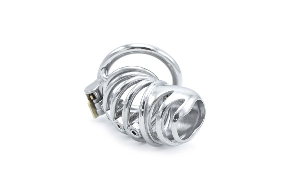 Modern Stainless Steel Chastity Device with Spikes