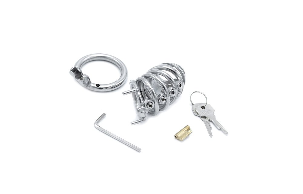 Modern Stainless Steel Chastity Device with Spikes
