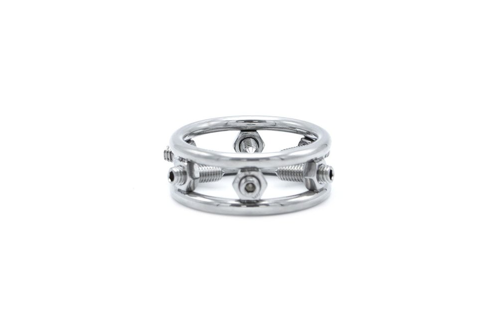 Eichel-Cockring mit Spikes | Stahl-Schmerzring für Wagemutige