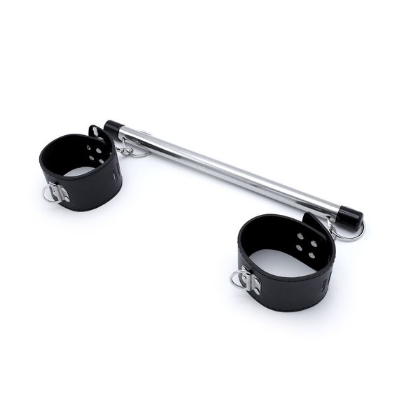 Spreader Bar Feet with Black PU Leather Cuffs 35 cm