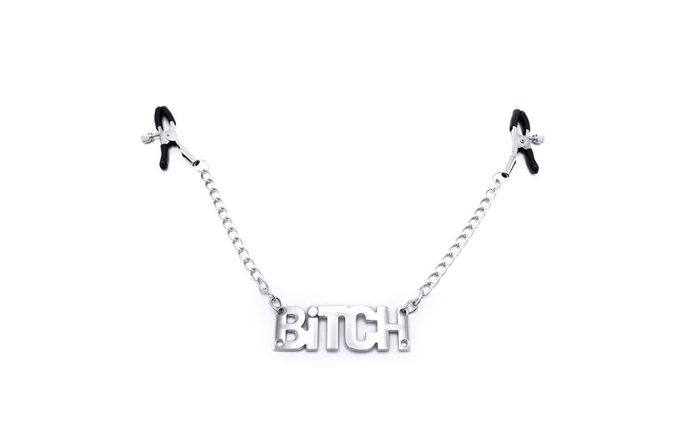 Nipple Clamps BITCH with Name Tag - Adjustable Pressure & Comfort