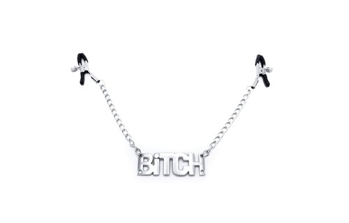Nipple Clamps BITCH with Name Tag - Adjustable Pressure & Comfort
