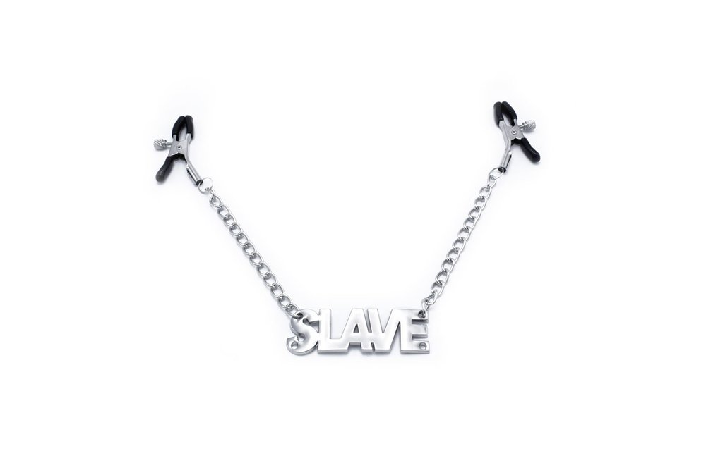 Nipple Clamps Slave with Name Tag "BITCH" – Adjustable Pressure