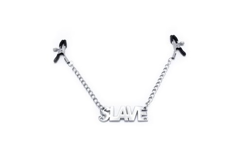 Nipple Clamps Slave with Name Tag "BITCH" – Adjustable Pressure