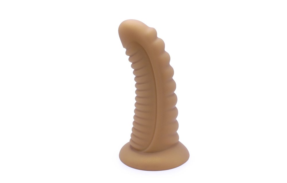Dildo Ribbed Penis Shiny Gold