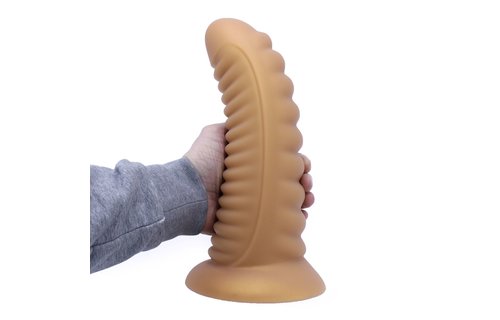 Dildo Gerippter Penis Glänzend Gold