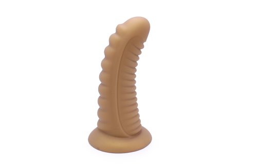 Dildo Ribbed Penis Shiny Gold