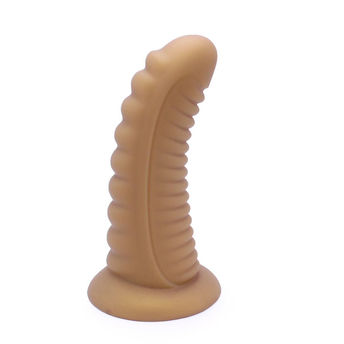 Dildo Ribbed Penis Shiny Gold