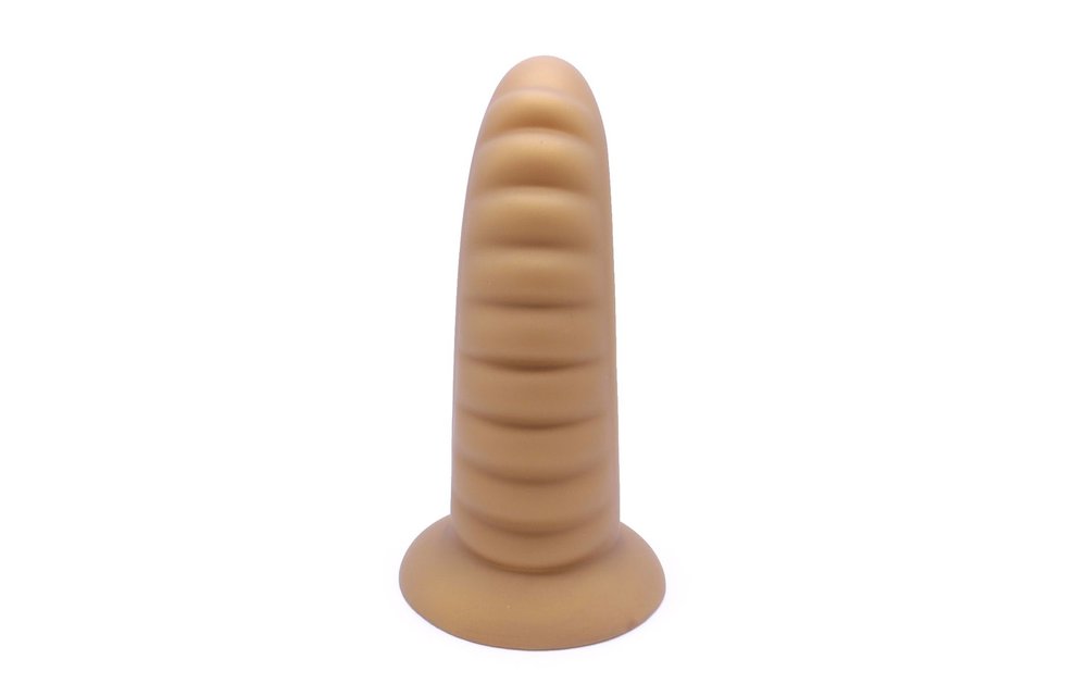 Dildo Ribbed Penis Shiny Gold