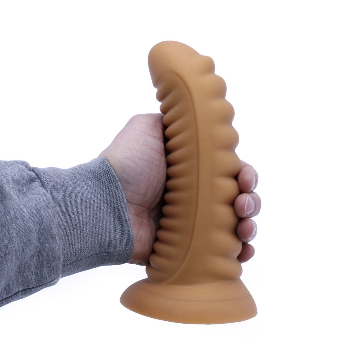 Dildo Geribbelde Penis Glanzend Goud