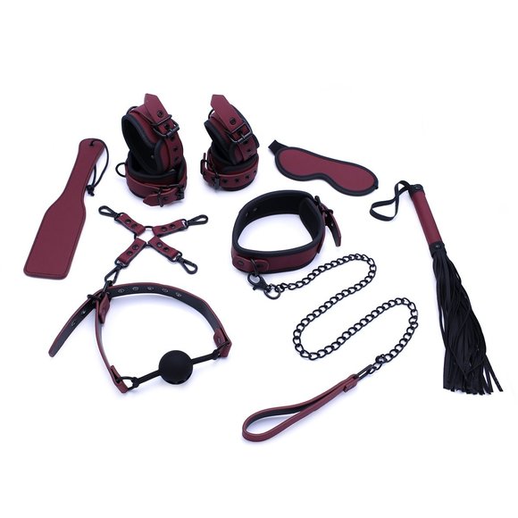 Luxurious Bordeaux Red Bondage Set with Complete BDSM Case
