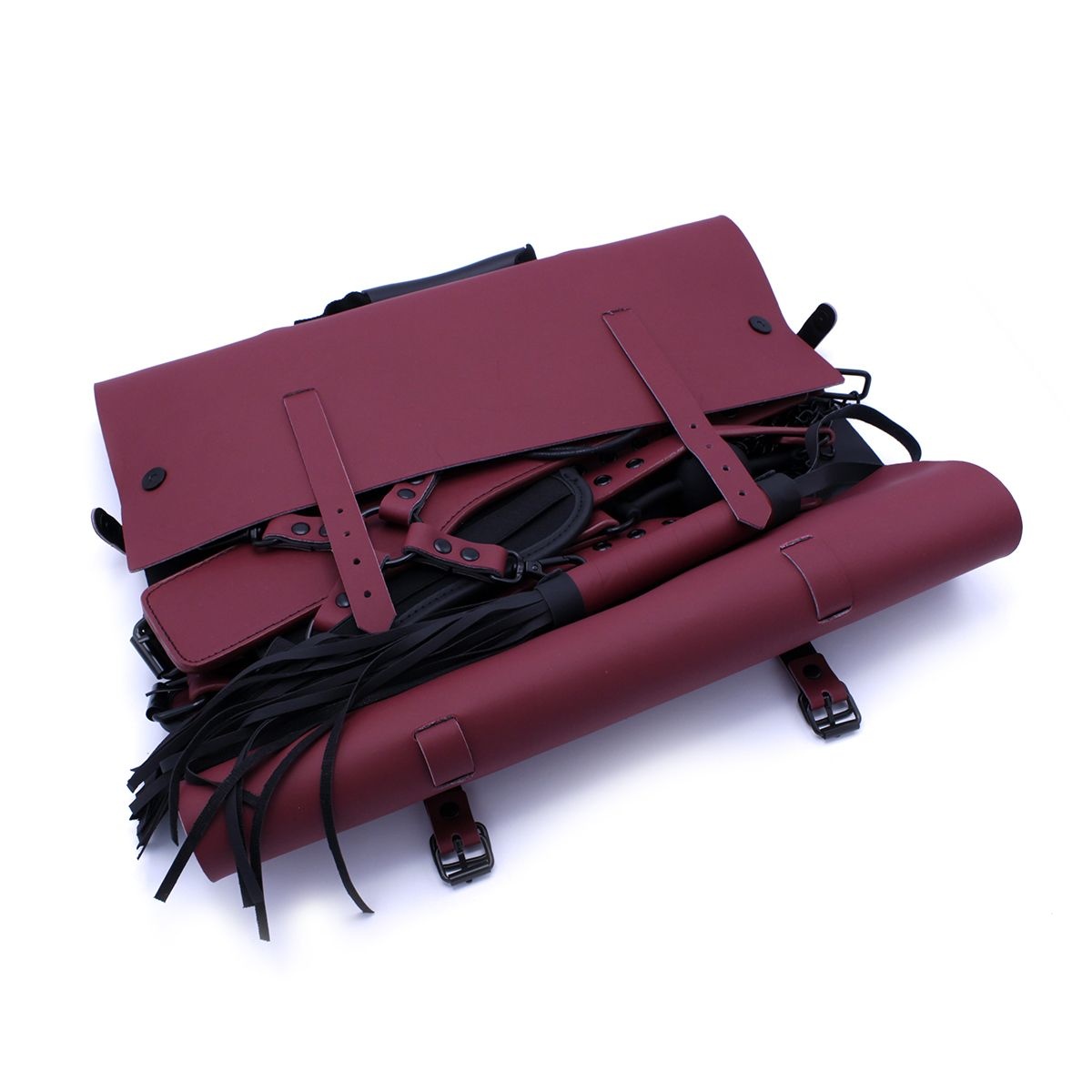 Luxurious Bordeaux Red Bondage Set with Complete BDSM Case
