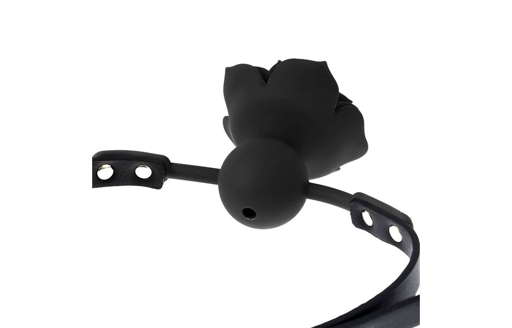 Silikon-Rose-Mundknebel, verstellbar | Vegane PVC-Bänder