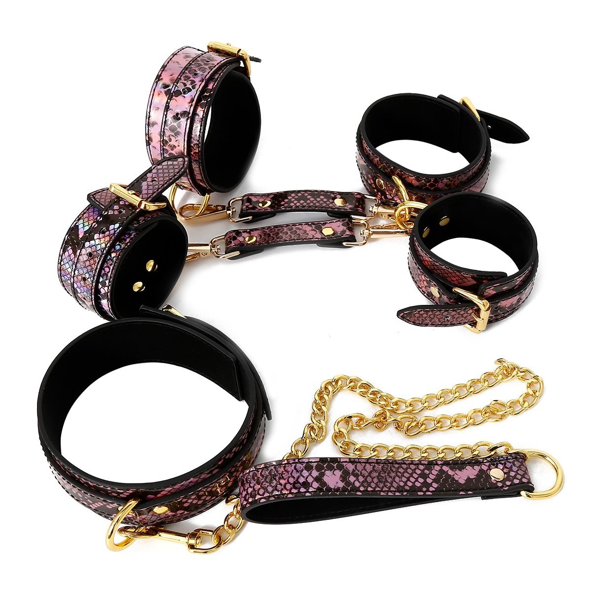 BDSM Set Reptilien Print Gold