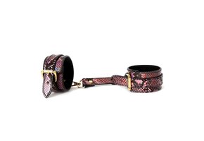 Handcuffs Reptile Print Gold Pink | Vegan PVC Leather