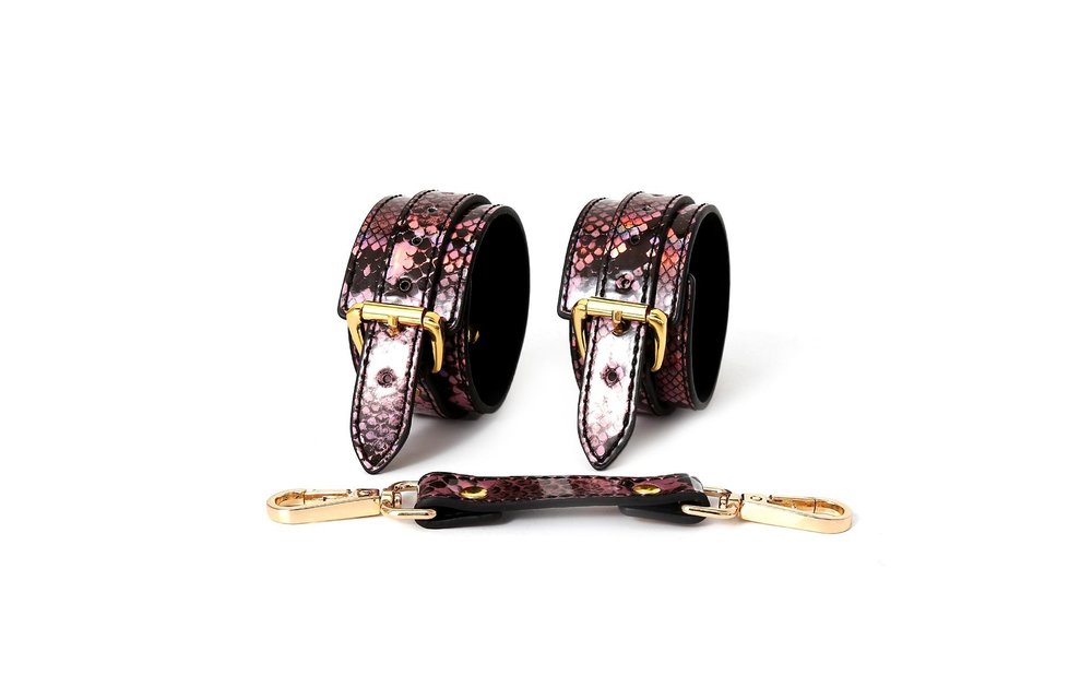 Handboeien Reptielen Print Goud Roze | Veganistisch PVC Leder
