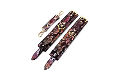 Handcuffs Reptile Print Gold Pink | Vegan PVC Leather