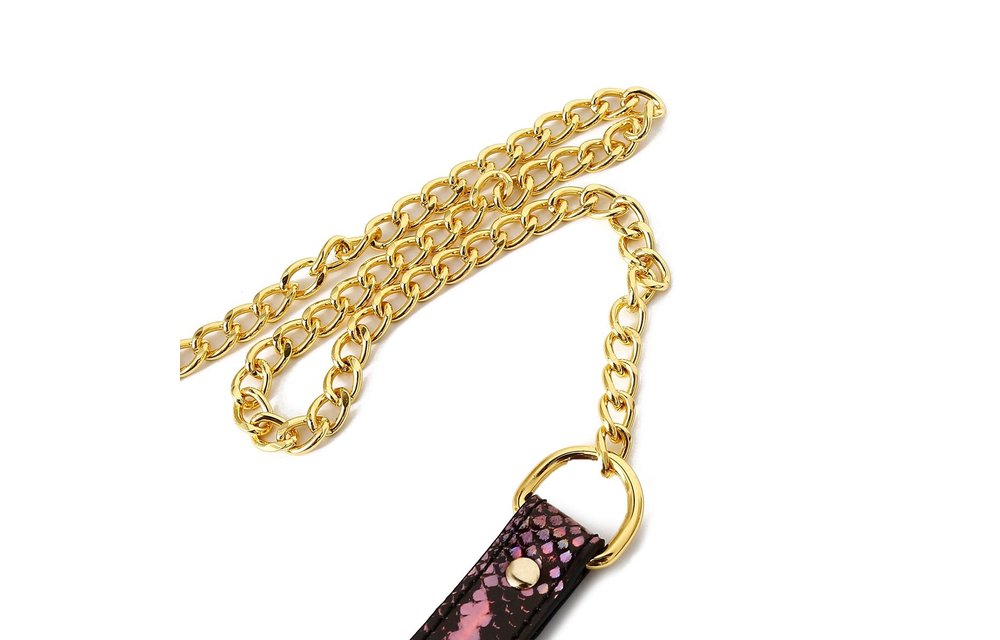Goud Roze Reptielen Print Collar & Leiband | Vegan PVC BDSM