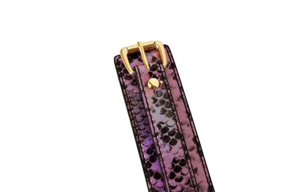 Goud Roze Reptielen Print Collar & Leiband | Vegan PVC BDSM