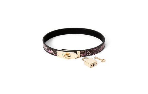 Collar Smal Reptielen Print Goud