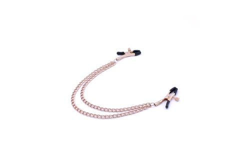 Nippelklemmen Roségold mit doppelten Ketten – Elegant & verstellbar