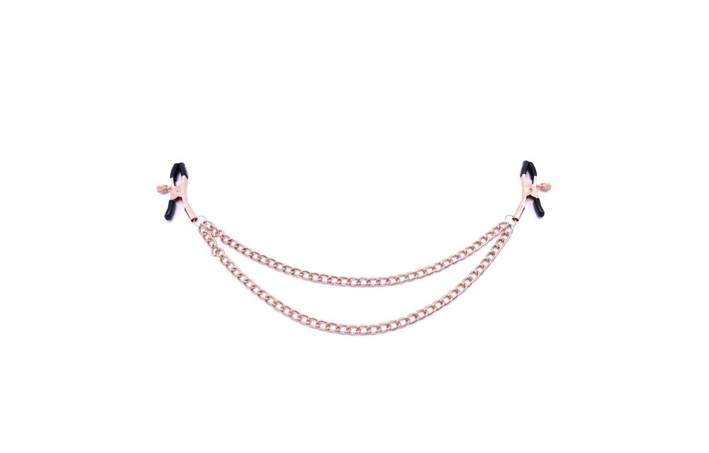 Nippelklemmen Roségold mit doppelten Ketten – Elegant & verstellbar