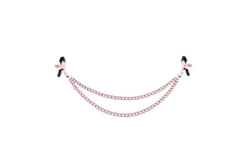 Rose Gold Nipple Clamps with Double Chains – Elegant & Adjustable