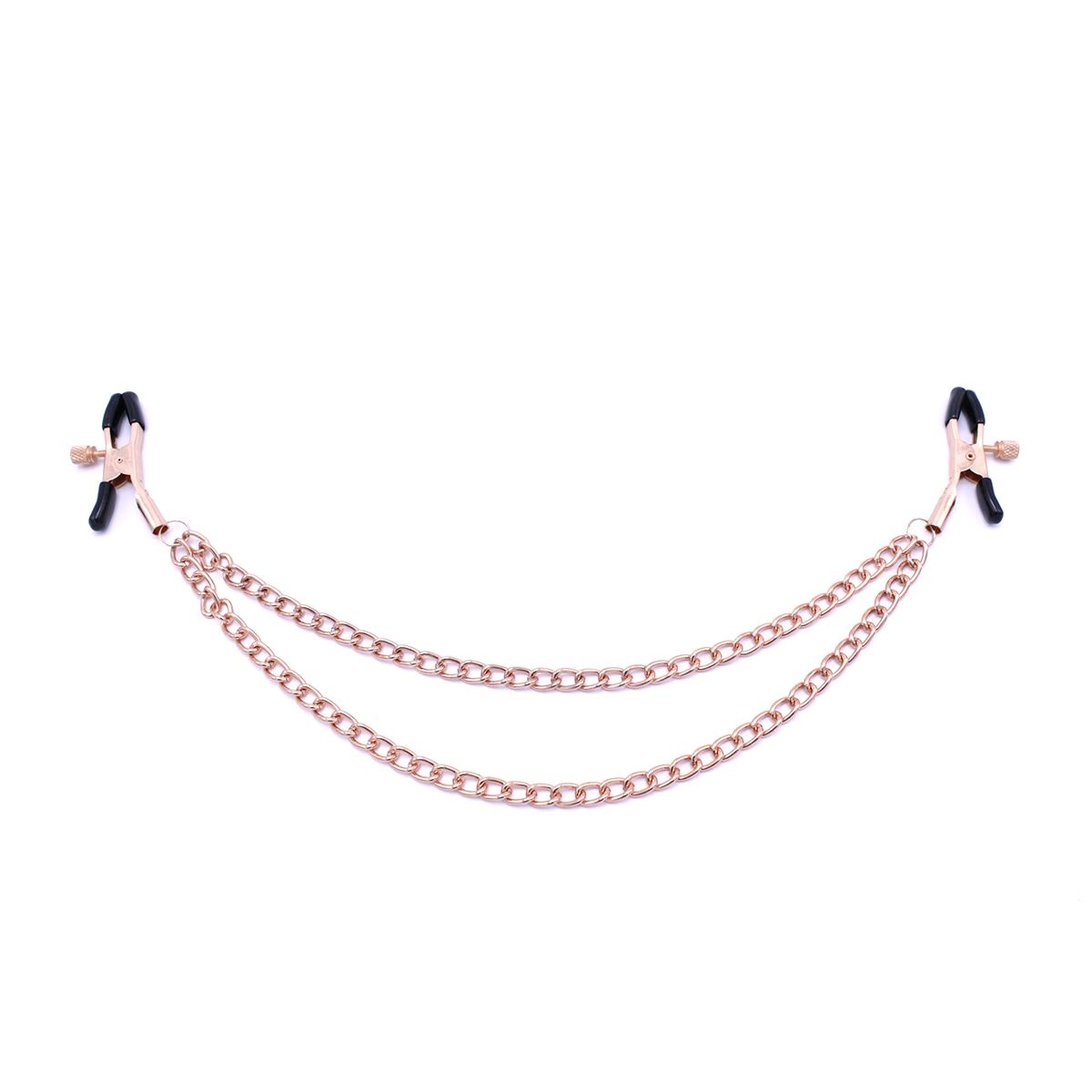 Rose Gold Nipple Clamps with Double Chains – Elegant & Adjustable