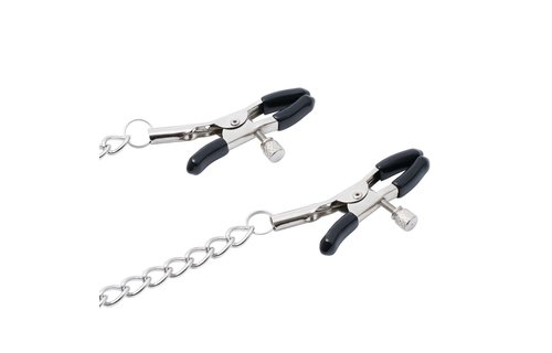 Nipple Clamps SLUT with Name Tag - Adjustable Tweezer Clamps