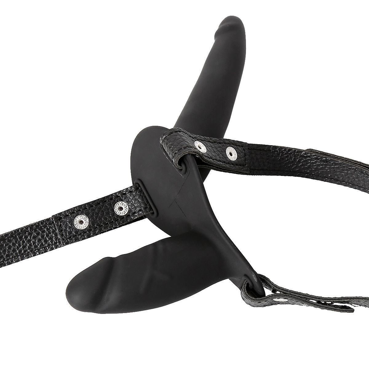 Double Penis Harness | Silicone Dildos & Vegan Leather Strap