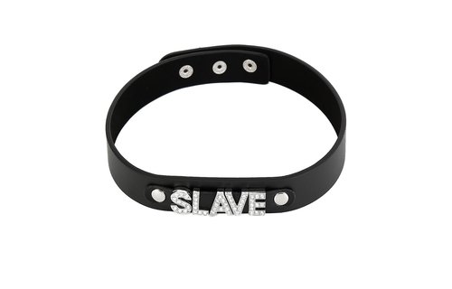 High-quality PVC collar with SLAVE name tag