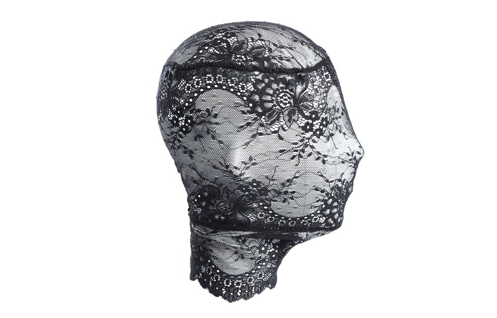Zwart Kanten Hoofdkousenmasker – Comfortabel & BDSM Veilig