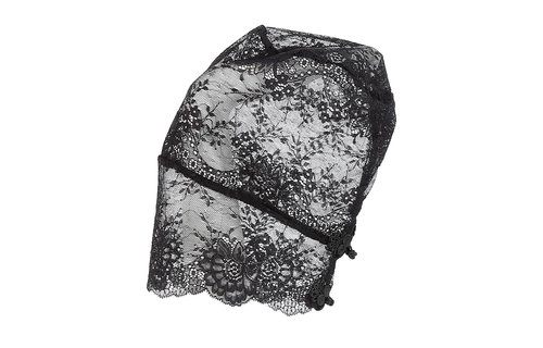 Black Lace Headstocking Mask – Comfortable & BDSM Safe