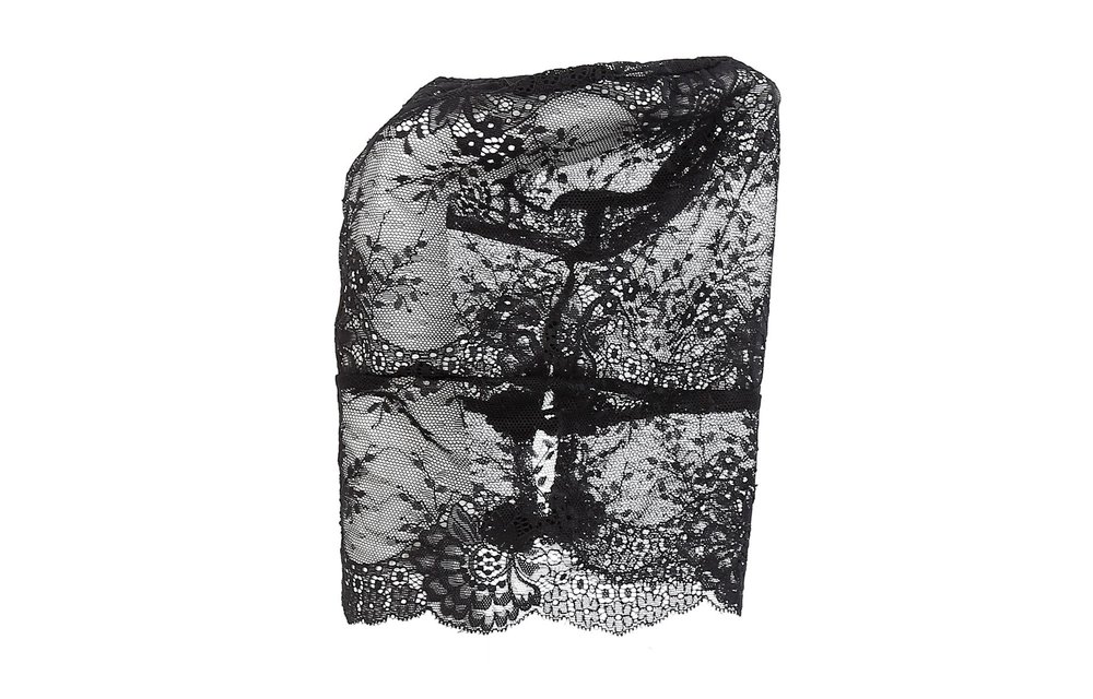 Black Lace Headstocking Mask – Comfortable & BDSM Safe