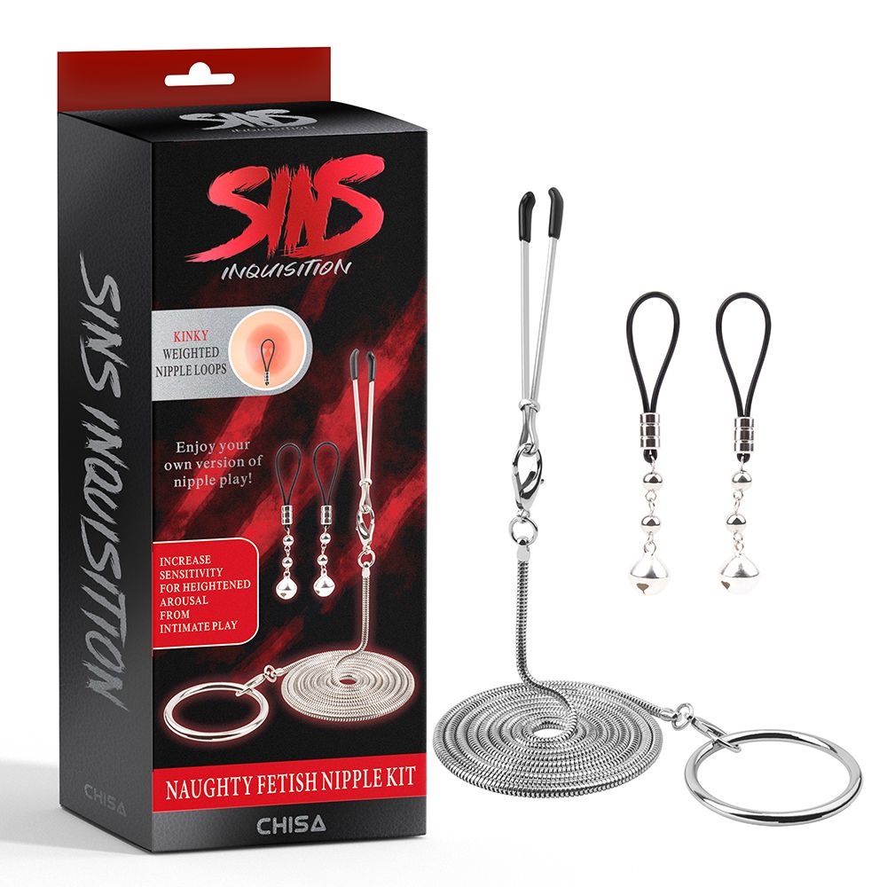 Sins Inquisition Nipple Clamp Kit Stainless Steel Fetish Set