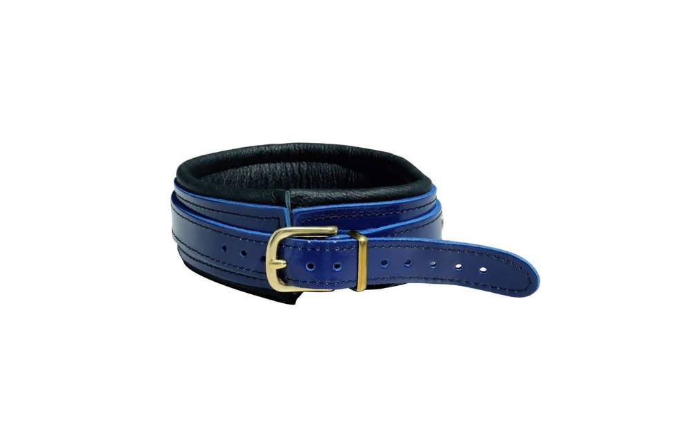 Luxuriöses blaues Leder-BDSM-Halsband | Echtes Leder & Eleganz