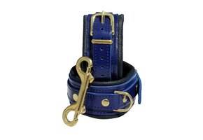 Luxury Blue Leather BDSM Ankle Cuffs – Stylish & Safe