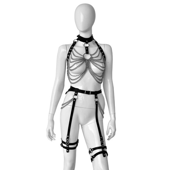 Adjustable Leather Bra with Chains – The New Woman BDSM