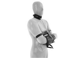 Lederhandschellen Double mit Collar und Kette