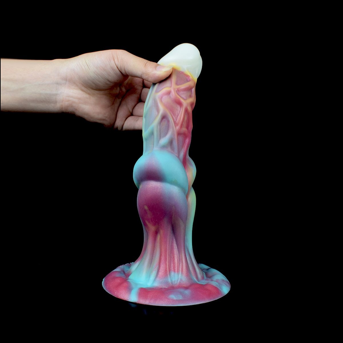 Dildo Monstar 18 cm Gekleurd & Glow in the Dark Silicone