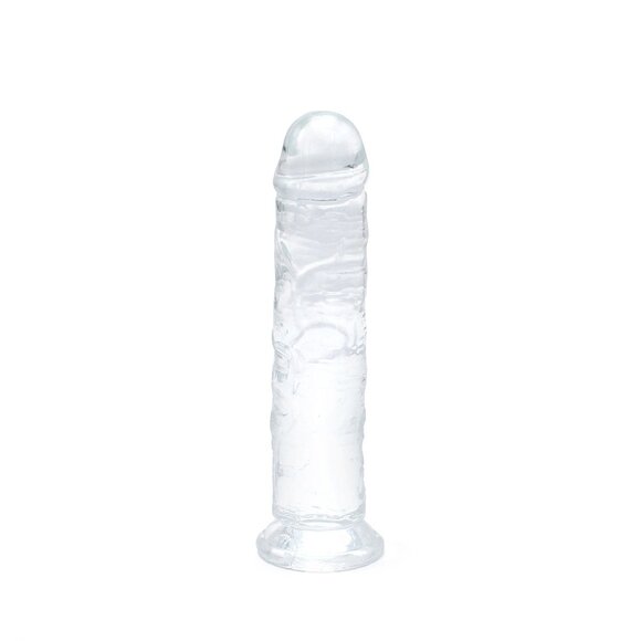 Transparenter Dildo 19 cm mit starker Saugnapfhalterung | TPE Safe
