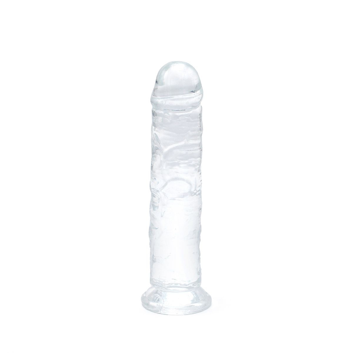 Transparent Dildo 19 cm with Strong Suction Cup | TPE Safe
