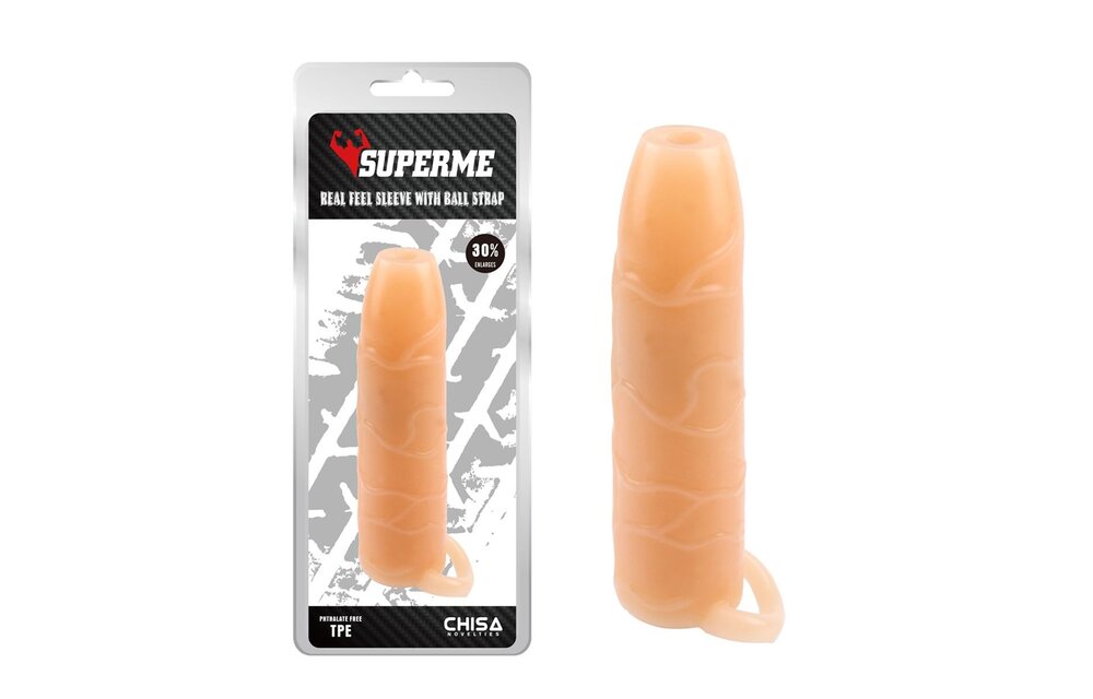 Real Feel Penis Sleeve met Ball Strap | Superme Genotspeeltje